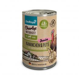 ZooRoyal Charlys Naturkost Junior Kaninchen und Pute mit Kartoffeln und Distelöl 6x400g